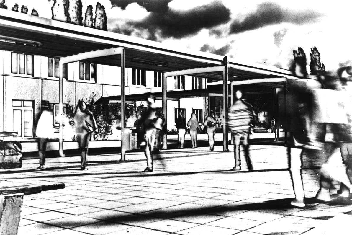 Die Bettina-von-Arnim-Oberschule - gesehen im Kunstunterricht (Bild aus dem hier vorgestellten Buch)